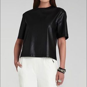 BCBG Micah - Cute faux Leather Top \ T-shirt